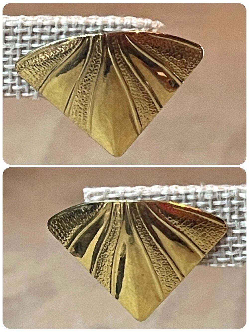 Vintage 80s Signed Avon Golden Rays Fan Shaped Earrings